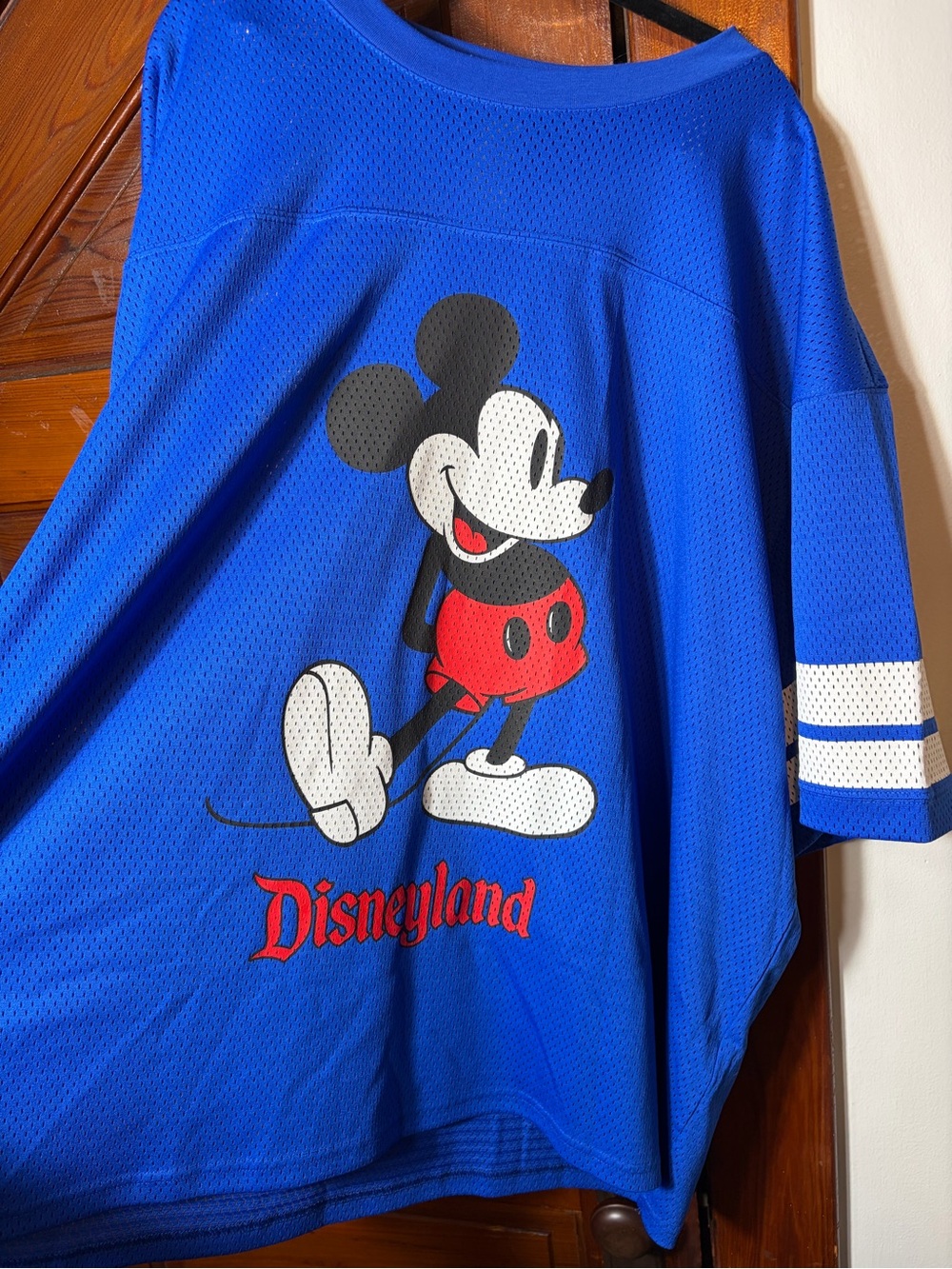 Disney Blue Mickey Graphic Men’s Jersey with Red Accents